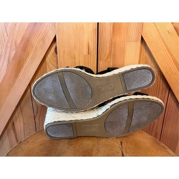 CHAPS BLACK WEDGE SANDALS SHOES SIZE 9 - Picture 6 of 6